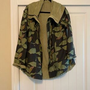 Reversible Floral Coat with Green Accents